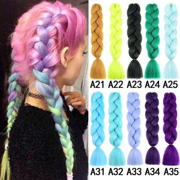 脏辫假发藏辫编发男女士彩色渐变大辫子发绳编发接发Braid wig