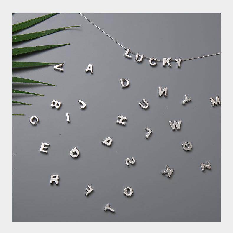 s925纯银项链 英文字母吊坠定制情侣姐妹款锁骨链 情人节礼物x036