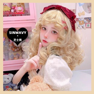 Lolita可爱洛丽塔DOLL感金棕色卷曲刘海蓬松娃娃短卷发-|芝士熊|