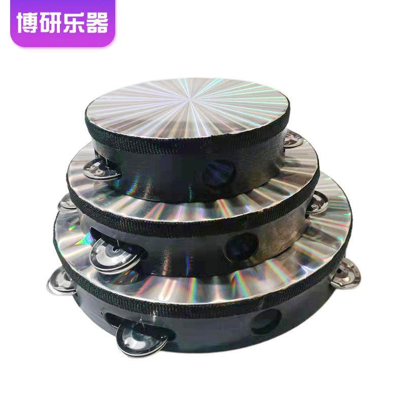 镭射单排铃鼓手拍鼓奥尔夫乐器舞蹈表演鼓6寸8寸10寸镭射铃鼓定制