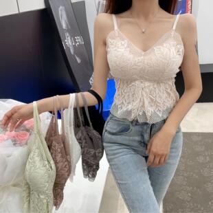 新款吊带美背蕾丝裹胸背心带胸垫大胸收副乳大码防走光打底裹胸女