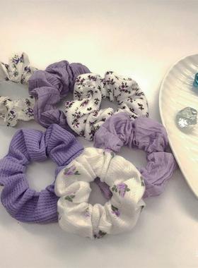 brandy同款碎花发圈法式温柔紫色系bm网红少女系发绳法式发饰女