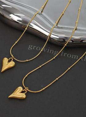 ins小众设计迷你小桃心锁骨项链钛钢材质不褪色质感爱心吊坠 P575