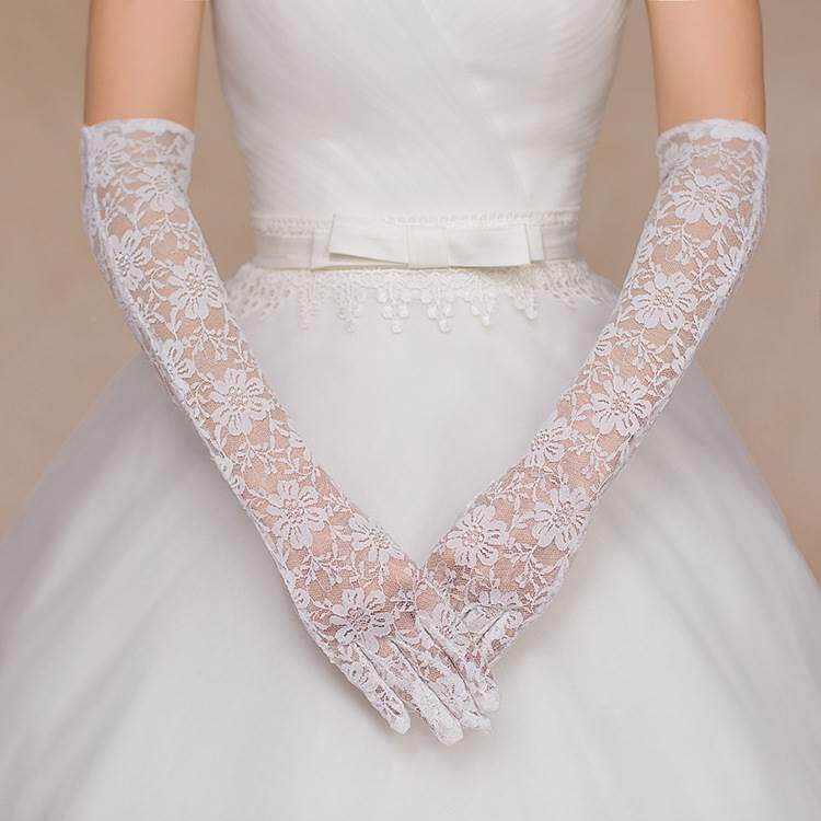 演出红色手套/舞蹈手套/婚纱礼服配件 新娘手套/长手套/蕾丝手套