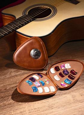 新款PICKPAL吉他拨片包22枚设计拉链款皮革拨片夹定制