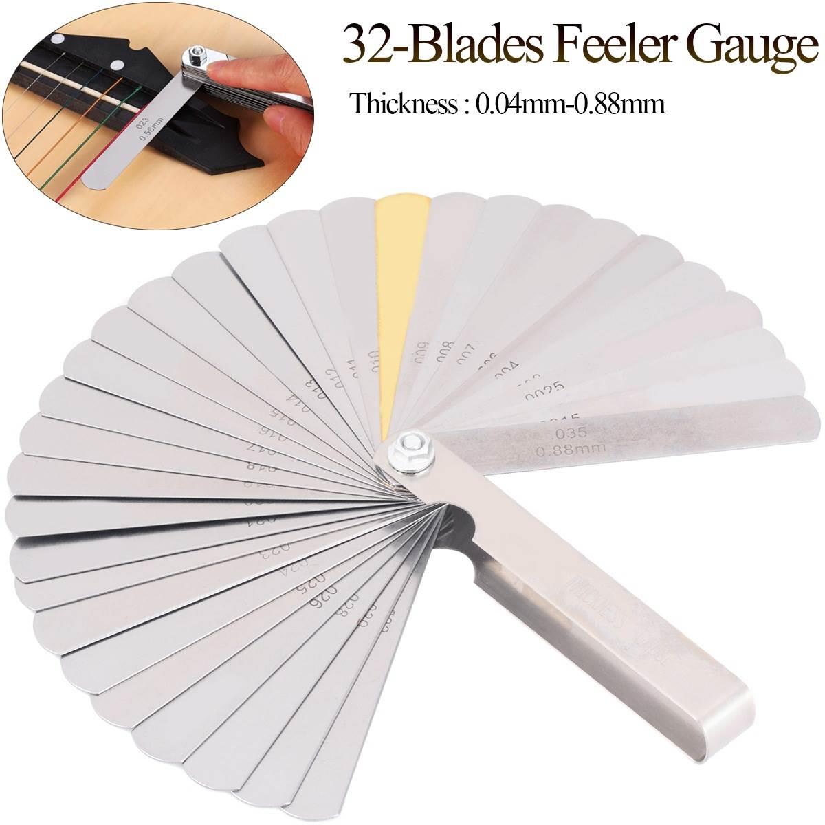32片吉他弦高测量尺高度测量工具不锈钢塞尺 Blade Feeler Gauge