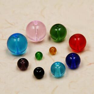 4/6/8/10/12mm玻璃光面圆珠散珠子手工diy手链琉璃耳饰品材料定制