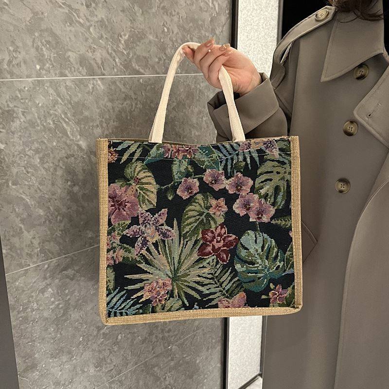 韩版女士手提公文包职业通勤包托特包棉麻包大容量单肩包潮流时尚