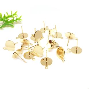 14k包金保色S925银针耳钉耳饰配件diy手工耳环材料平底针耳钉耳托