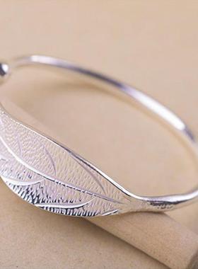 韩版简约时尚树叶手环叶子开口手镯女士品饰品精品首饰定制