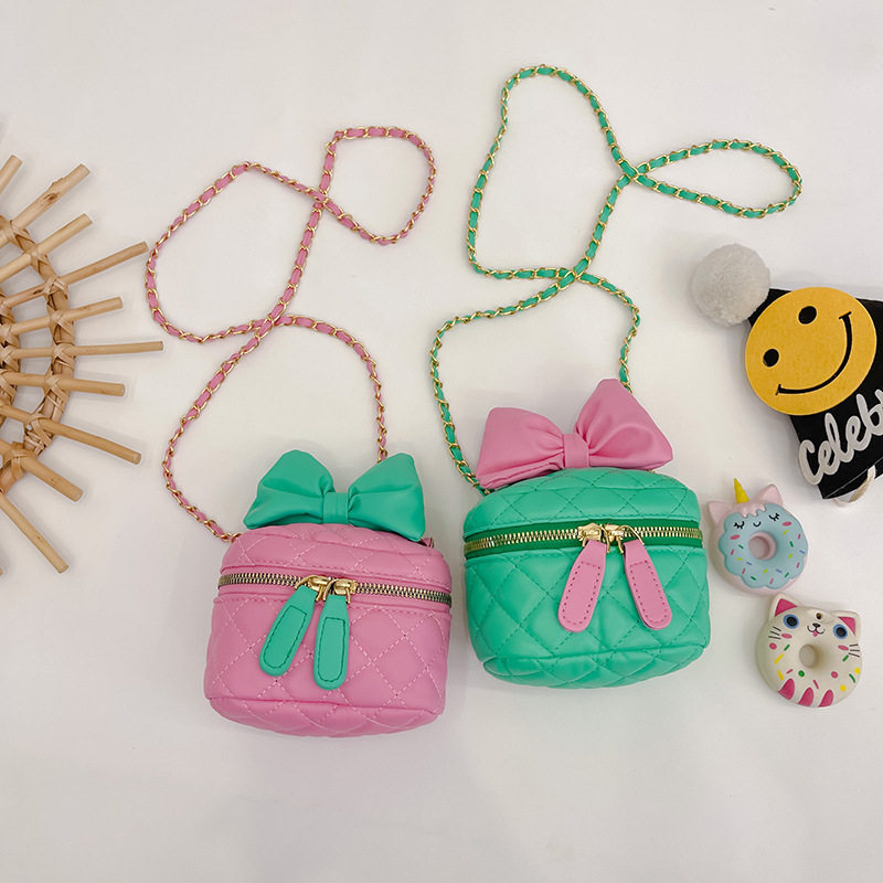 儿童包包洋气女童小香风菱格链条零钱包时尚公主单肩斜挎包口红包