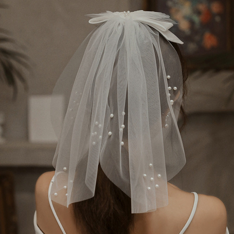 婚纱礼服拍照头纱 摄影旅拍小头纱 超短花童头饰婚庆 MS0003
