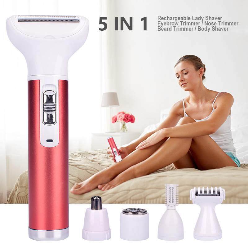 USB充电式女士剃毛器 多用5合1女用脱毛器修眉刀鬓毛刀电动鼻毛器