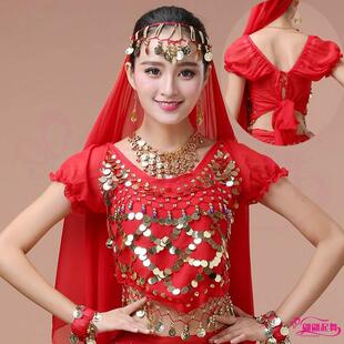 肚皮舞服装印度舞蹈表演出练习服衣服新疆舞民族舞蹈新款短袖上衣