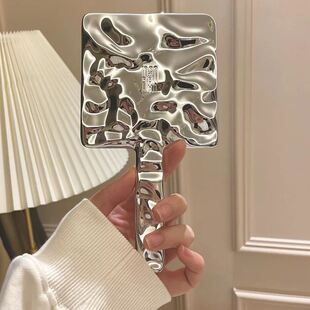 电镀单面猫咪手柄镜子随身化妆圆镜可爱创意握镜院梳妆镜便携