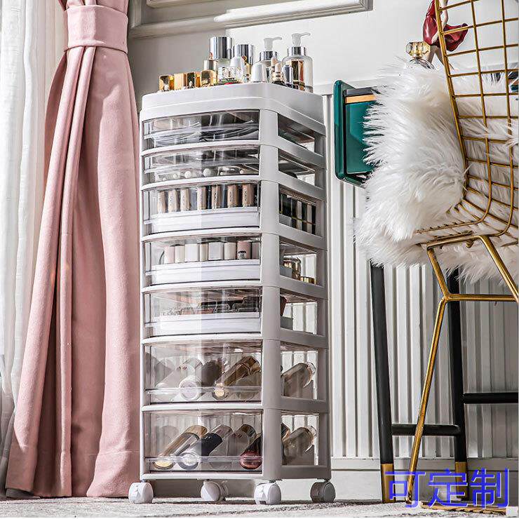 轻奢化妆品收纳柜落地口红面膜化妆刷收纳盒子护肤品抽屉式置物架