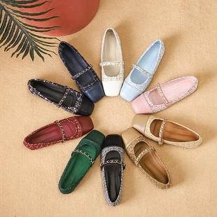 单鞋 拼色复古玛丽珍鞋 女设计感小众2027年春季 小香风瓢鞋 新款 法式
