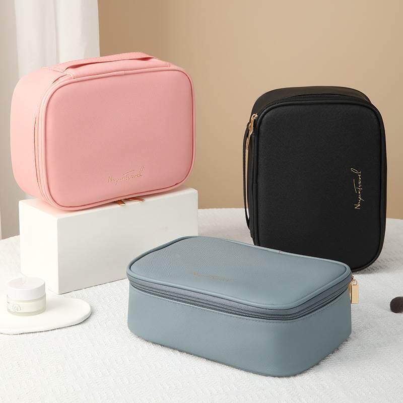 NEW TOOTHPICK PATTERN MAKEUP BAG PORTABLE WATERPROOF TOILETRY BAG TRAVEL STORAGE BAG COSMETICS STORAGE BOX LARGE CAPACITY