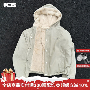 ics 秋冬毛绒宽松休闲连帽外套 iconslab座山雕夹克2024年新款