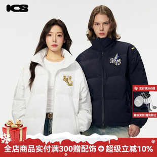 刺绣加厚外套潮 冬季 ics iconslab魔术贴仙鹤兔羽绒服2024年新款