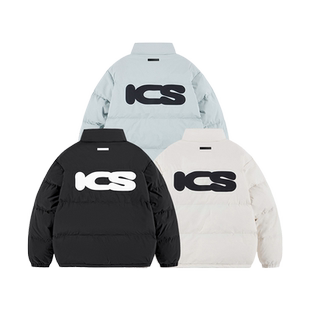 ics丨iconslab三防特氟龙刻字膜胶章立领90白鸭绒羽绒服情侣外套