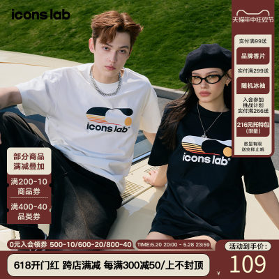 【方晓东同款】iconslab凉感C标短袖T恤美式复古情侣款上衣2024夏