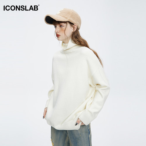 基础落肩针织毛衣Iconslab高领
