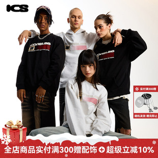iconslab美式 ics 复古旗印花重磅连帽卫衣潮帽衫 李昀锐同款