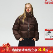 ics iconslab蓬松面包服冬印花logo美拉德90白鸭绒羽绒服短外套