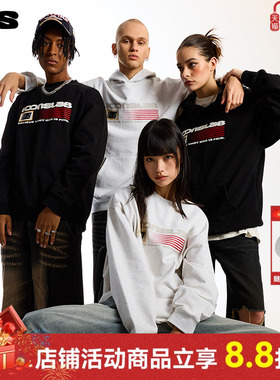 【李昀锐同款】ics丨iconslab美式复古旗印花重磅连帽卫衣潮帽衫