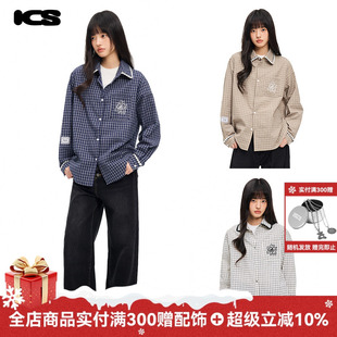 2025年春新款 衬衫 泡泡纱内外搭外套 iconslab贝壳绣格纹长袖 ics
