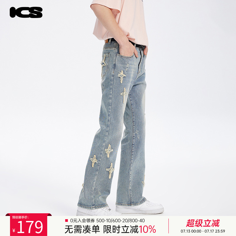 贴布牛仔裤Iconslab水洗