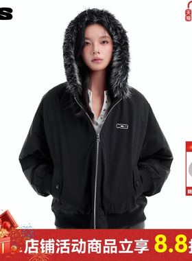 ics丨iconslab复古毛领拉链夹克情侣新款秋冬宽松休闲夹棉外套