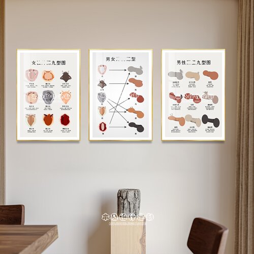 男女私密九型图生殖科普图装饰画