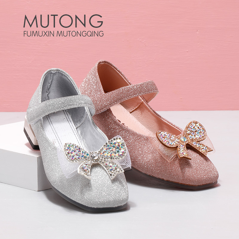 牧童童鞋断码清仓女童公主鞋秋季商场同款软底皮鞋洋气演出水晶鞋