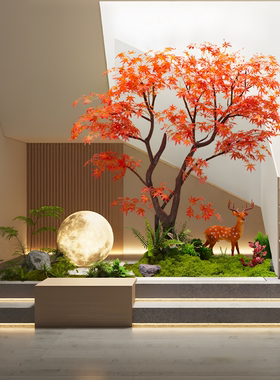 仿真红枫树造型树枫叶装饰树假树榕树楼梯间造景大型落地摆件植物