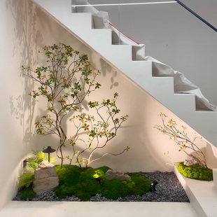 高档彷真海岛春花楼梯下造景彷真树景观造型树落地绿植假树马醉木