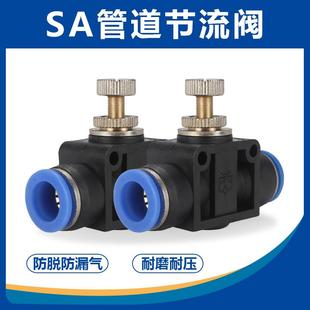 气动SA气管接头LSA4管道节流阀PA6限流8调速12流量调节阀10