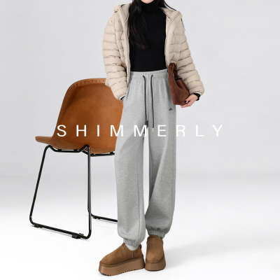 品牌调性，空气层加绒束脚卫裤