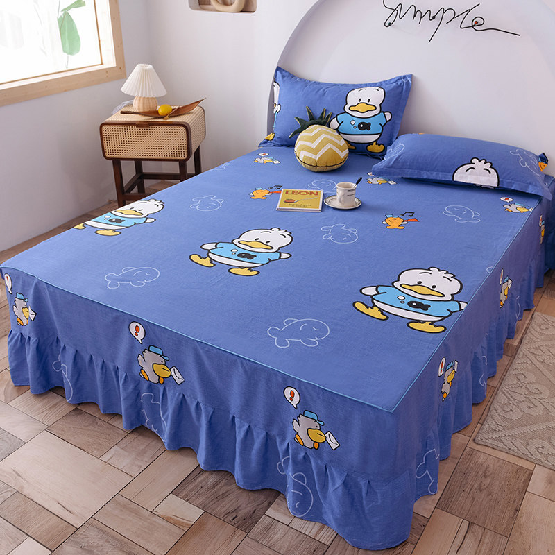 全棉卡通床裙床单套纯棉夏季床罩单件1.5米1.8床垫套床笠防滑1.2,床上用品,床裙,淘宝优惠券,粉丝福利购,淘宝优惠卷