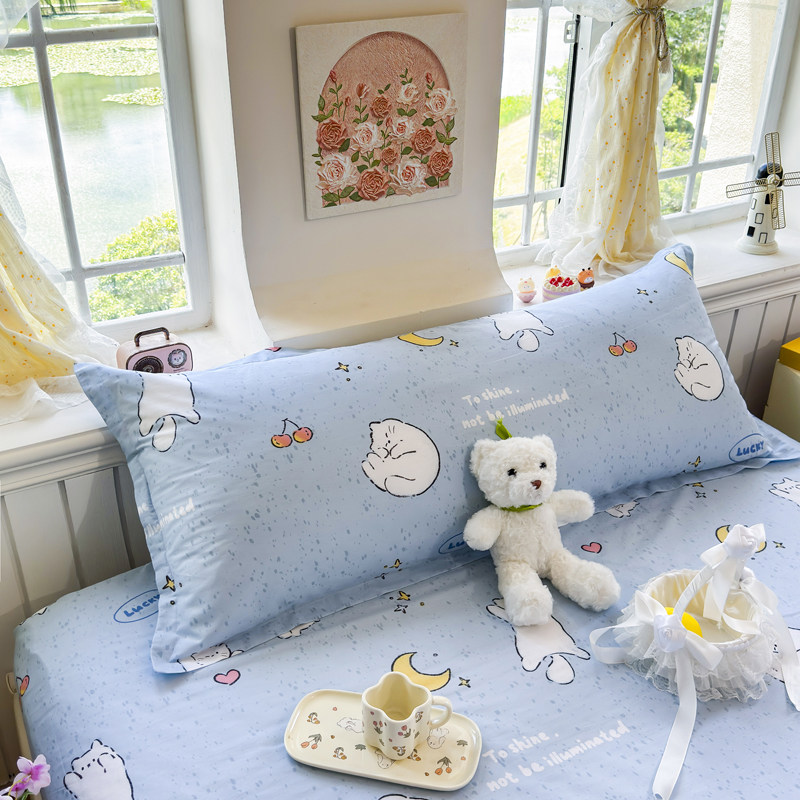 全棉斜纹双人长枕套拉链款