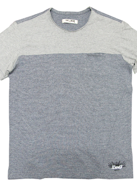 Schemer谋士男装拼布T恤时尚撞色针织布圆领修身短袖上衣