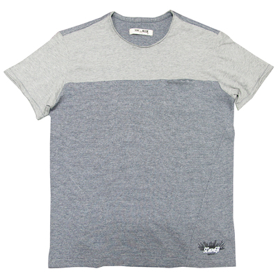 时尚撞色针织布圆领修身短袖上衣