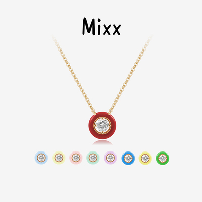 香港设计廊mixx饰品925银多巴胺彩色珐琅糖豆项链锁骨链少女礼物