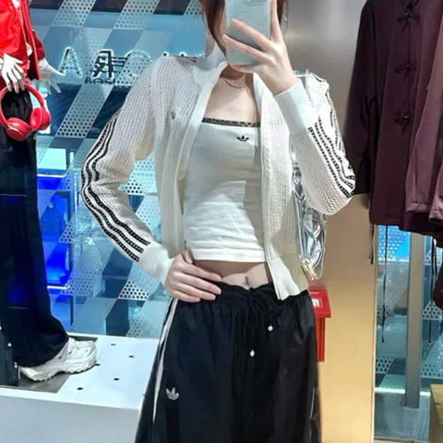 阿迪达斯三叶草女透气运动开衫