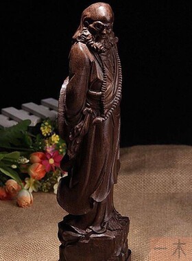 达摩木雕雕刻沉香木桌面摆件送礼