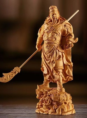 关云长摆件精雕关二爷崖柏木实木