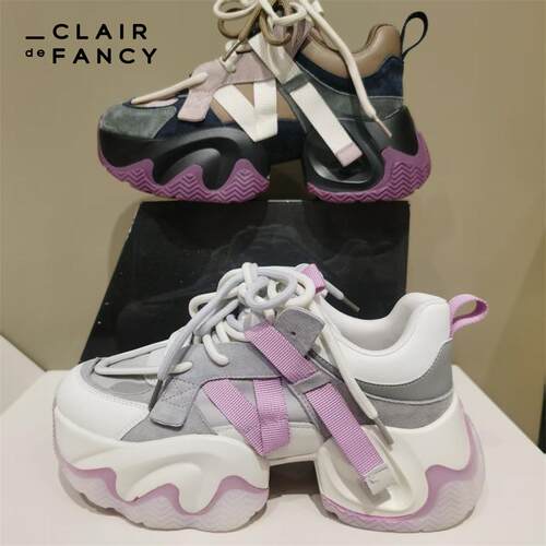 CLAIR de FANCY时尚潮流炫色厚底增高女休闲老爹鞋1657244