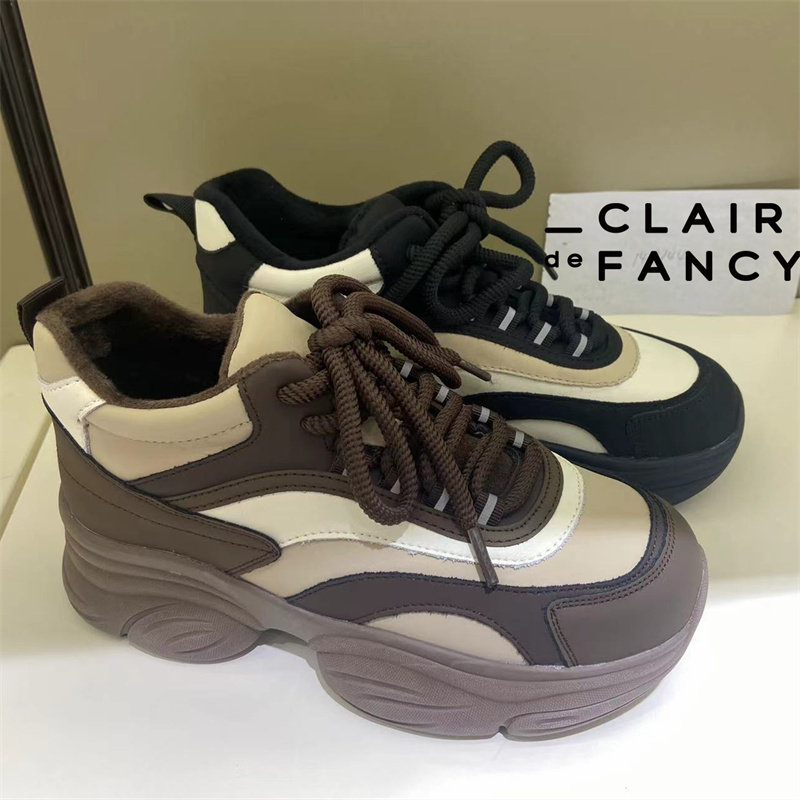 CLAIR de FANCY厚底老爹鞋女款拼色增高小个休闲软底旅游1407344