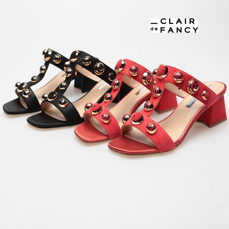 clair de fancy红色粗跟性感时尚宴会名媛女时女装凉鞋夏8510682